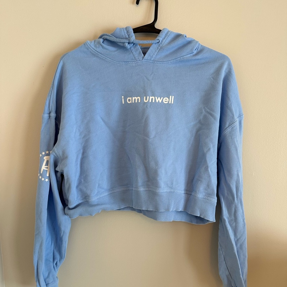 Call Her Daddy I Am Unwell Blue Cropped Hoodie